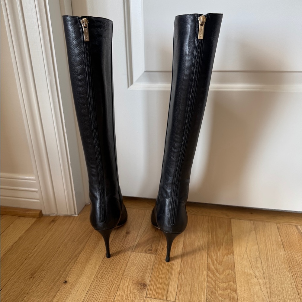 Jimmy Choo Tall Black Leather Over-the-Knee Boots - Picture 2 of 13